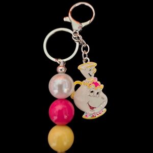 Colorful Teapot Keychain with Beads